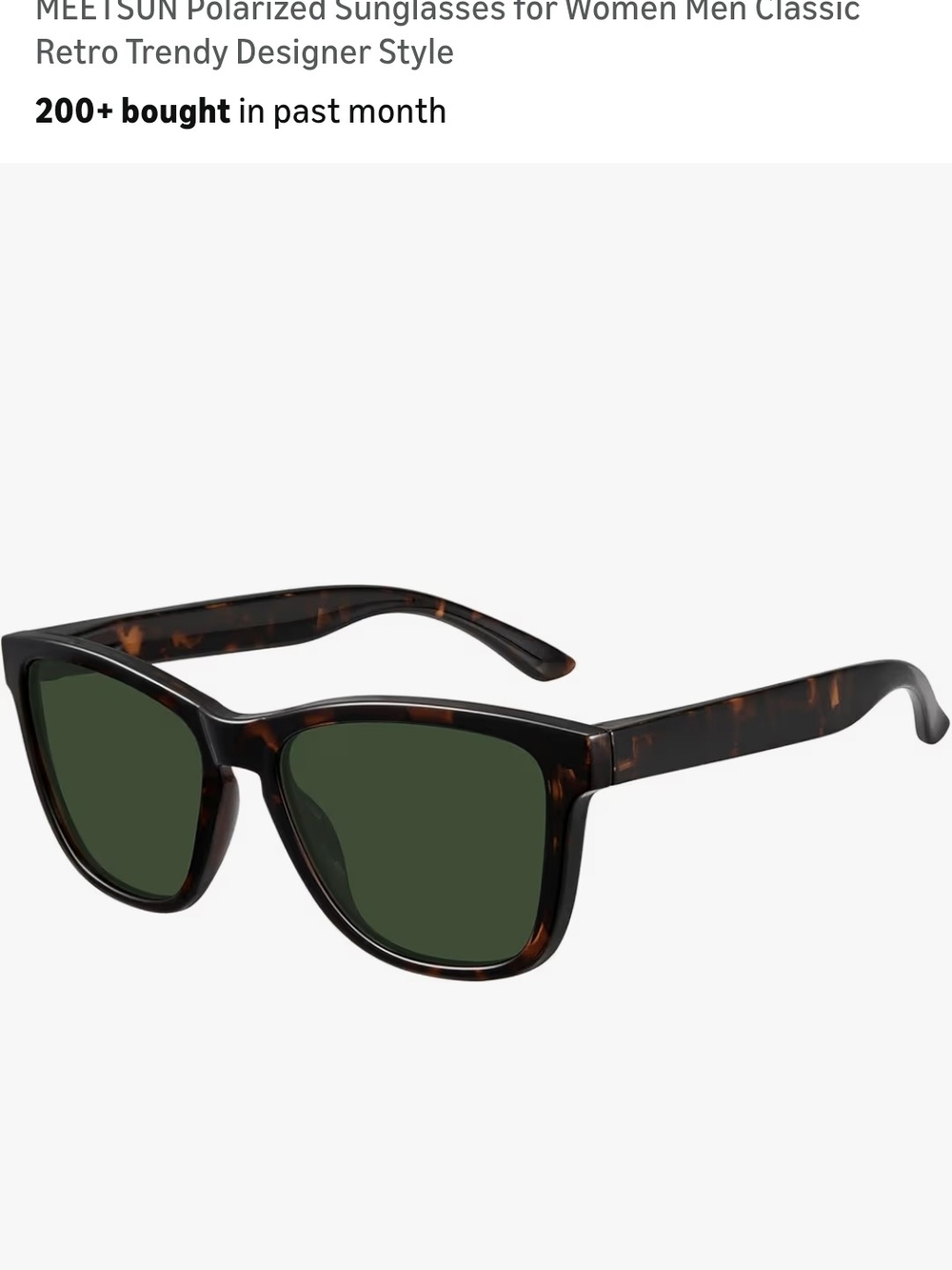 Tortoiseshell Square Sunglasses with Green Lenses